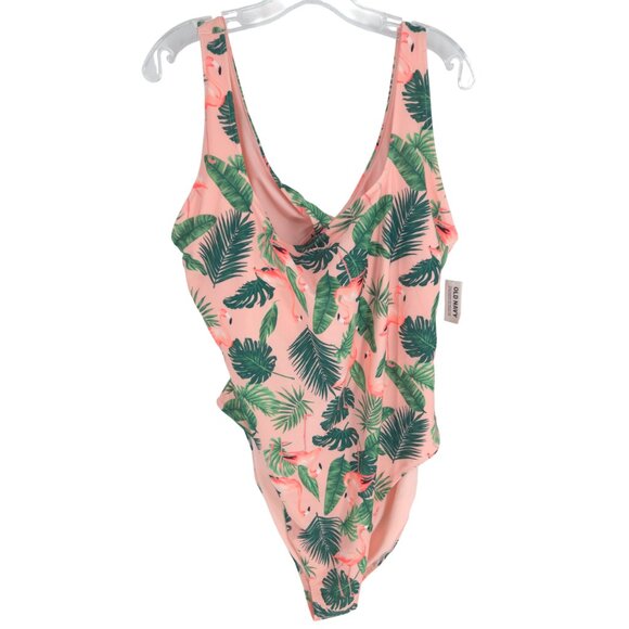 Old Navy Twist Back One Pink Flamingo One-Piece Swimsuit Birds in Paradise 3X - Picture 1 of 16